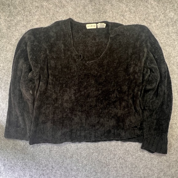 White Stag Sweaters - White Stag Ribbed Chenille Knit Sweater XL‎ Black Distressed Acrylic